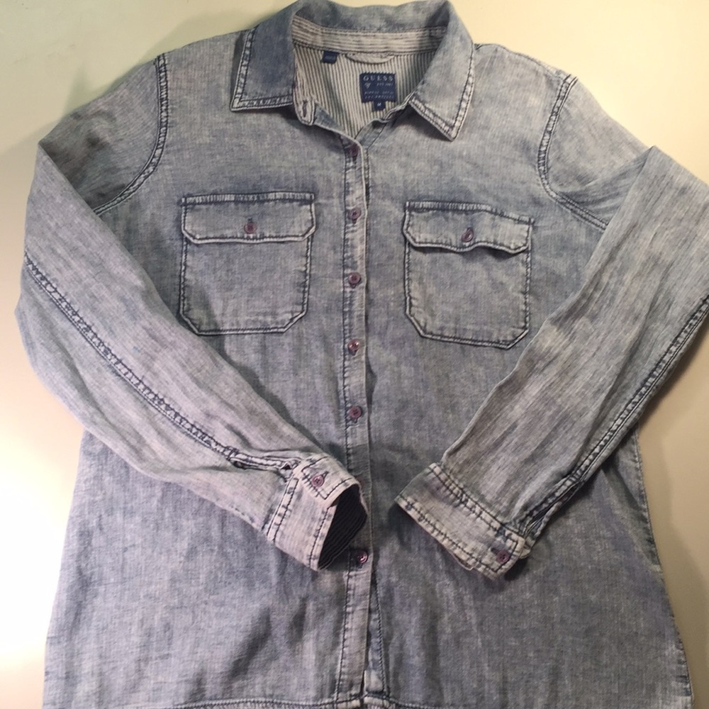 Guess denim button down!